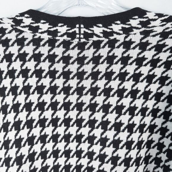 Chicos Houndstooth Cashmere Blend Long Cardigan Womens 1 Medium Black White - Picture 13 of 16